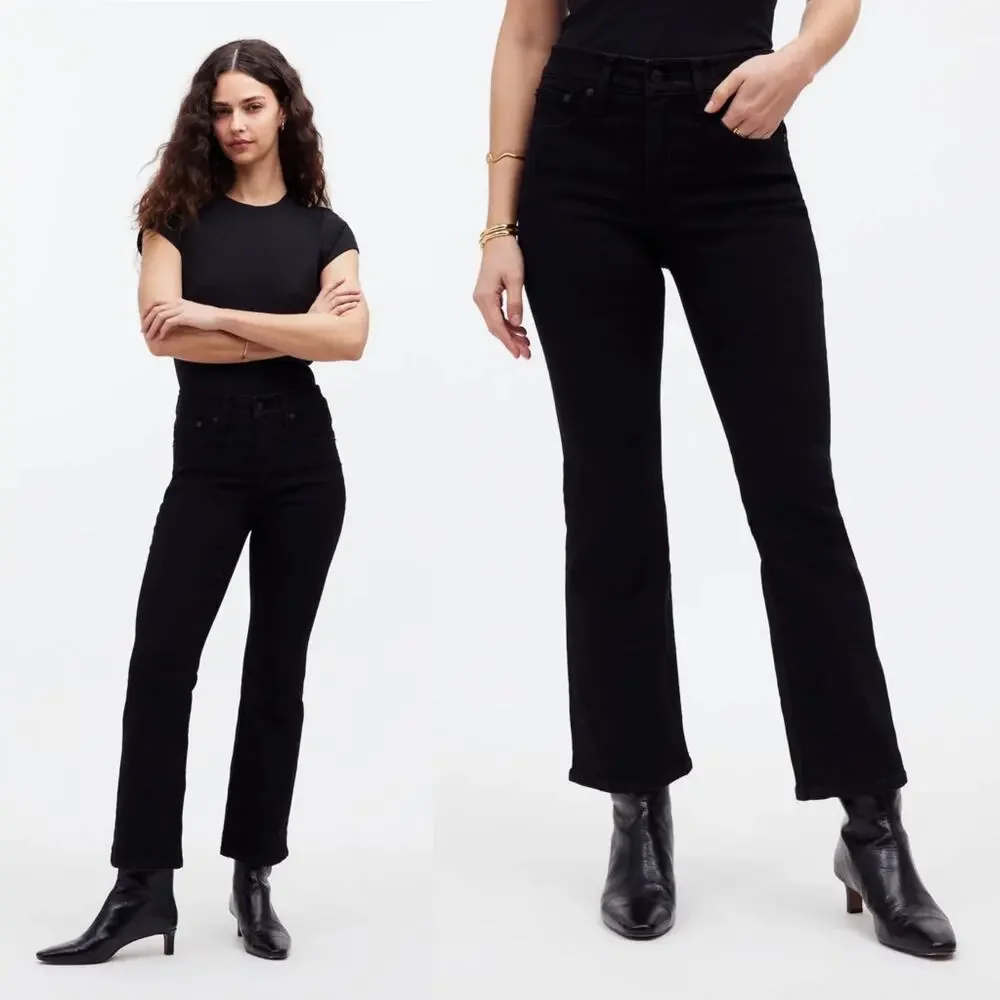 NEW Madewell Mid-Rise Kick Out Crop Jeans Womens size 25 Petite Black Rinse